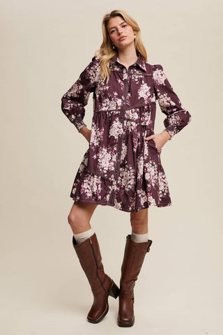Flora Floral Tiered Shirt Dress