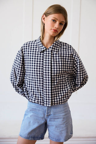 Gingham Zip Jacket – Adjustable Drawstring Hem