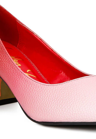 Harlow Metallic Accent Block Heel Pumps Red/Pink
