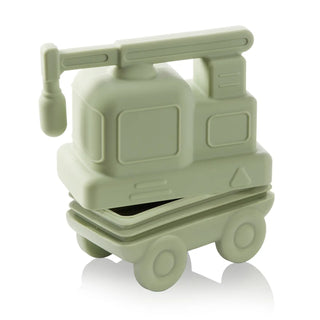 Green toy truck on a white background