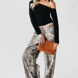 Wrenlee Woven Flap Crossbody - Versatile Vegan Leather Clutch & Shoulder Bag