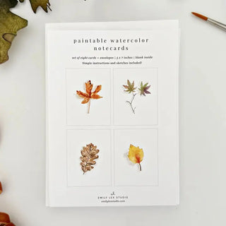 Fall Leaves Paintable Watercolor Notecard Set