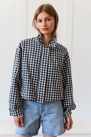 Gingham Zip Jacket – Adjustable Drawstring Hem