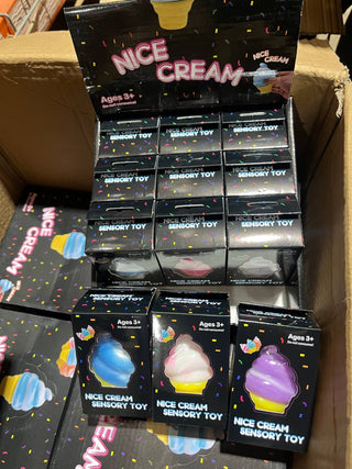 Multiple boxes of 'Nice Cream Sensory Toy' in a cardboard box.