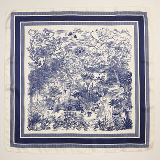 Blue and white toile scarf. Square