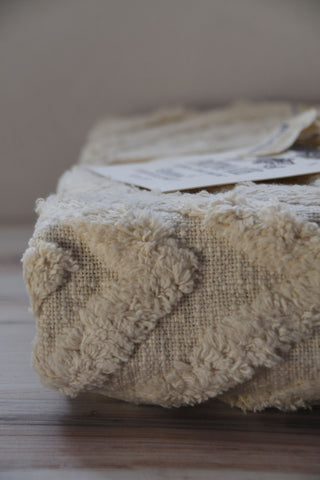 Ivory Tufted Macrame Throw Blanket – Boho Cozy Home Accent