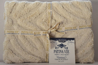 Patina Vie Macrame Throw Blanket. Ivory Tufted