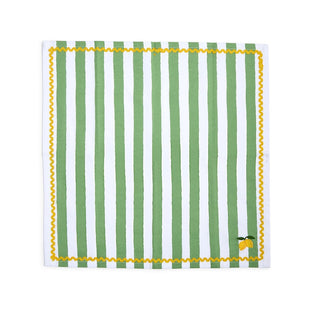 Garden Stripe Embroidered Cloth Napkins – Set of 4 (Olive or Lemon)