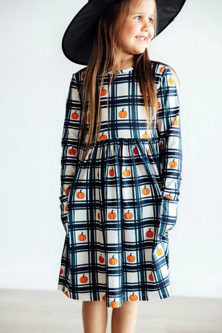 Lindy Plaid Pumpkin Dress