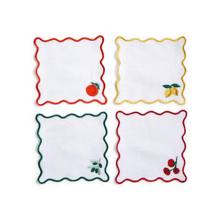 Lemon Grove Embroidered Cocktail Napkins – Set of 4