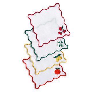 Lemon Grove Embroidered Cocktail Napkins – Set of 4