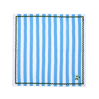 Garden Stripe Embroidered Cloth Napkins – Set of 4 (Olive or Lemon)