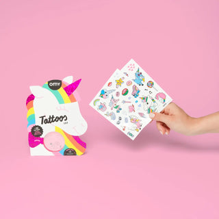 Lily the Unicorn Sparkle Tattoos – 50-Piece Neon & Gold Set