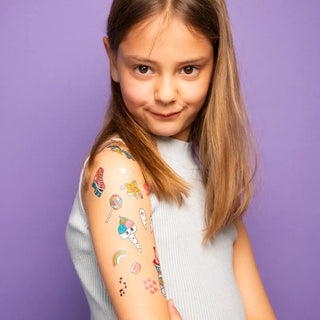 Lily the Unicorn Sparkle Tattoos – 50-Piece Neon & Gold Set