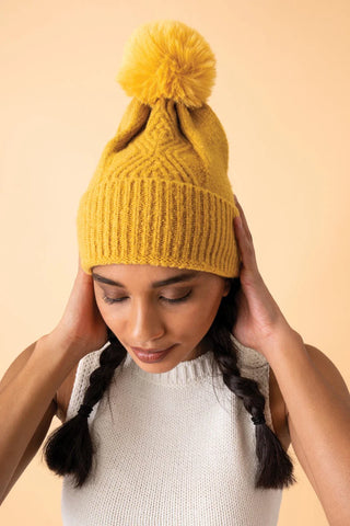 INGRID BOBBLE HAT MUSTARD