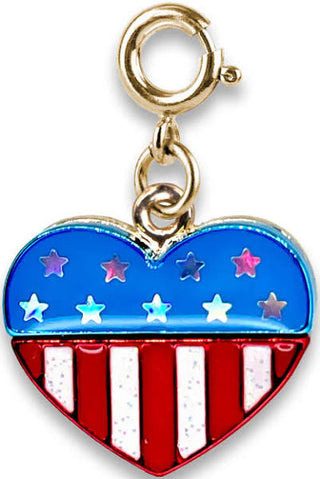 GOLD GLITTER FLAG HEART CHARM