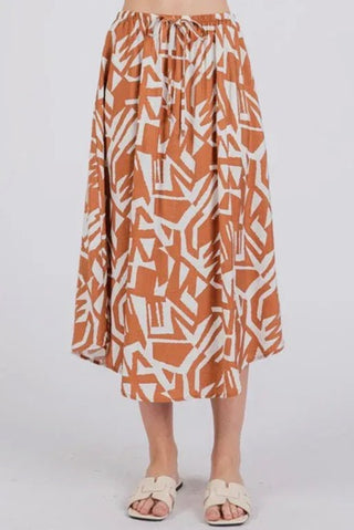 Skirt with geometric pattern on a white background
